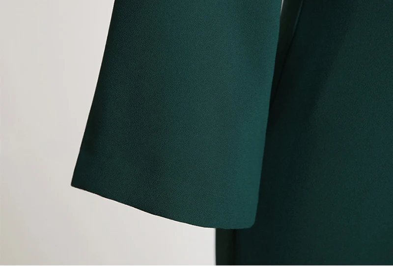 OL стильное темно-зеленое женское платье с О-образным вырезом и тонкой талией, Осеннее элегантное женское платье средней длины, Vestidos, для работы, бизнеса, для женщин, для вечеринок