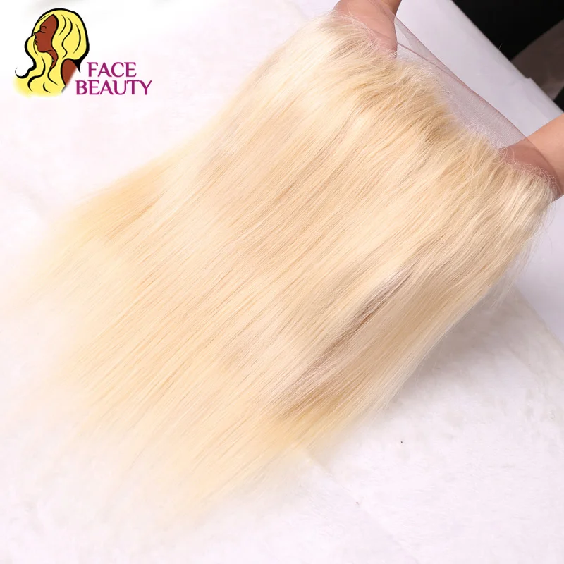 Facebeauty 613 блонд перуанские прямые волосы Remy 360 Кружева Фронтальная застежка с Bady 130%