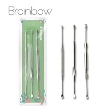 Brainbow 3pcs Lot Stainless Steel Silver Earpick Wax Remover Curette Cleaner Health Care Tools Ear Pick