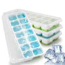 1 из легко вынимается силикона и гибкой 14-Ice Лотки с влагозащищенная Съемная крышка Ice поднос для льда