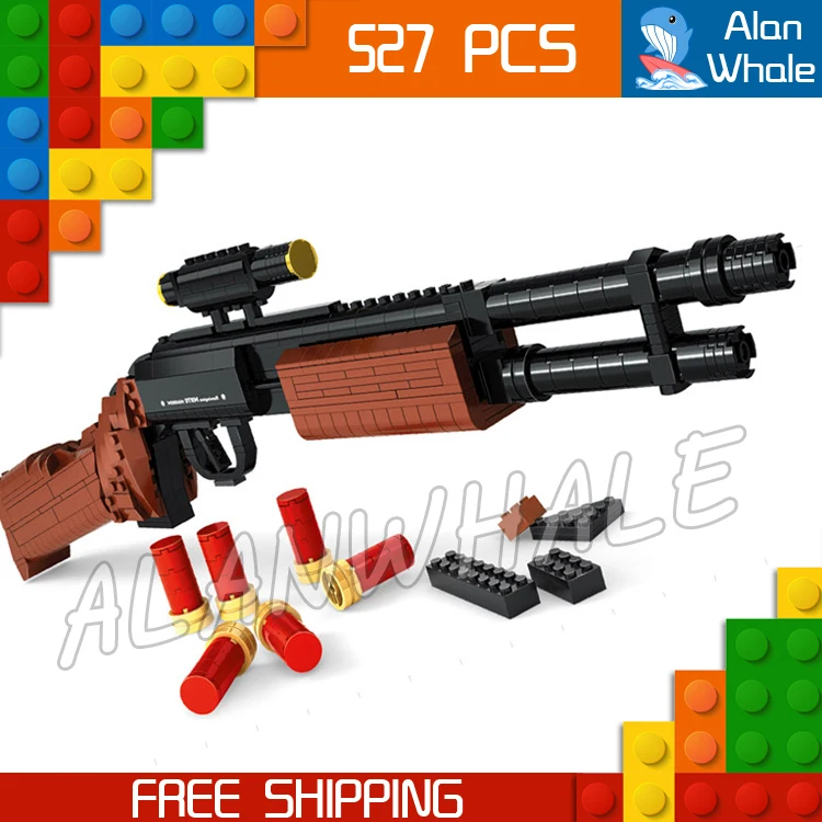 

527PCS New Model Toy M870 Shot Gun Weapon For Military Assault Soldier Building Kit Blocks Toys Shell Brick Compitable with Lego