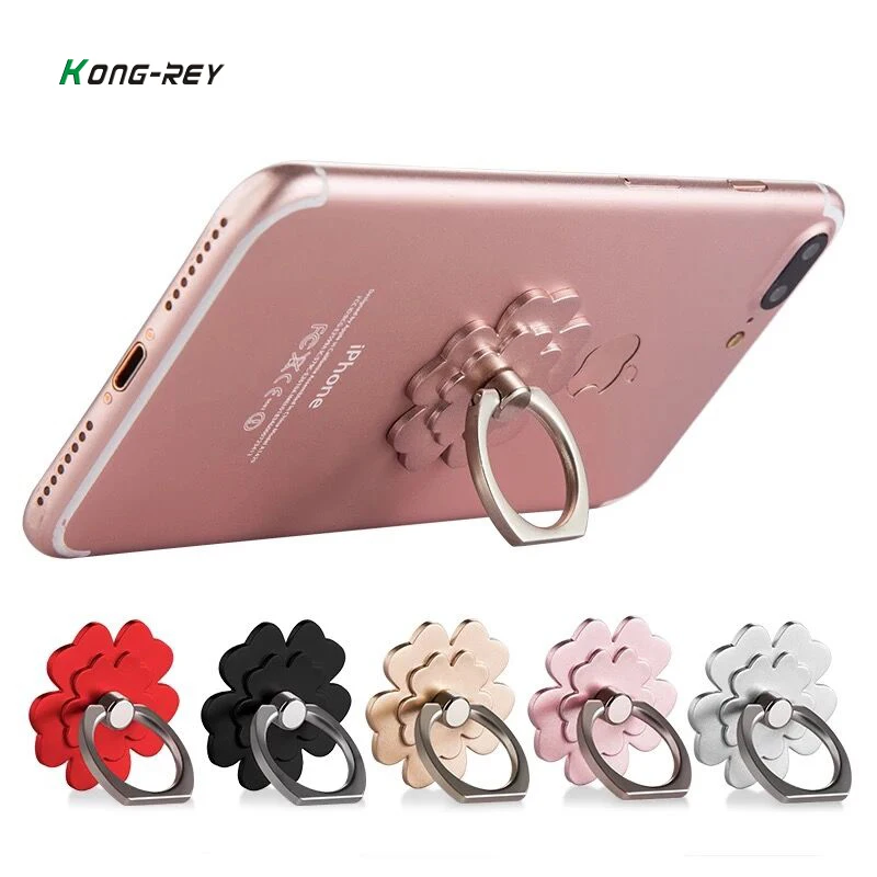 KONGREY 360 Degree Stand Luxury Lucky flower Finger Ring Mobile Phone Smartphone Stand Holder For iPhone Samsung Huawei Xiaomi