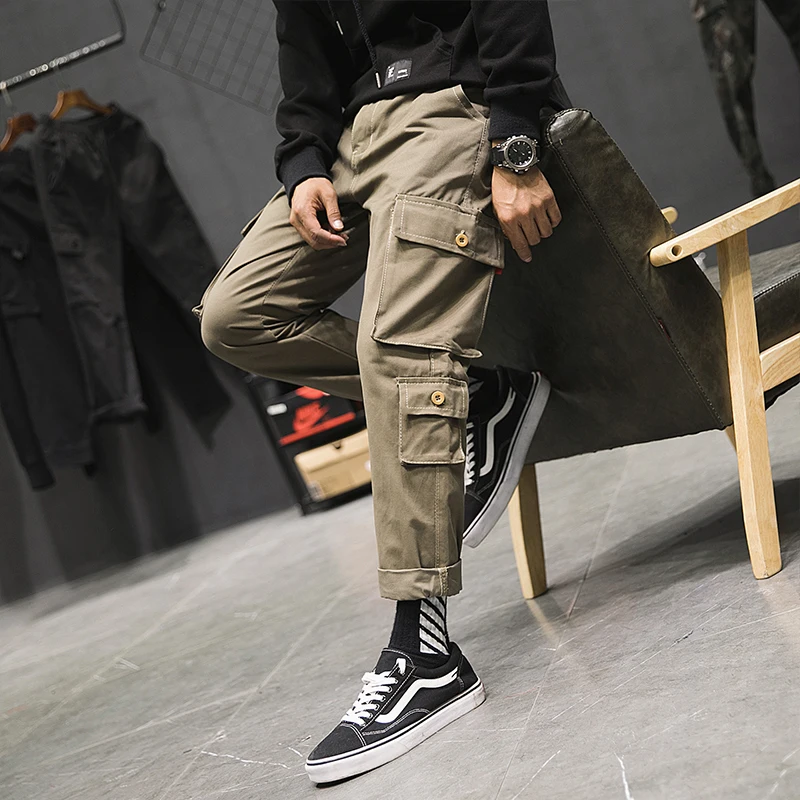 2019 Promotion Only Today Cargo Pants For Men Black Multi-pocket Fashion Japanese Designer Cool Classic Homme Pants Trousers