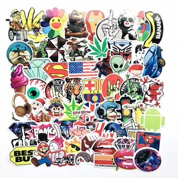 

100pcs/bag Not repeating waterproof DIY stickers Doraemon sunflower Batman Spider-Man For home decor suitcase notebook PVC decal