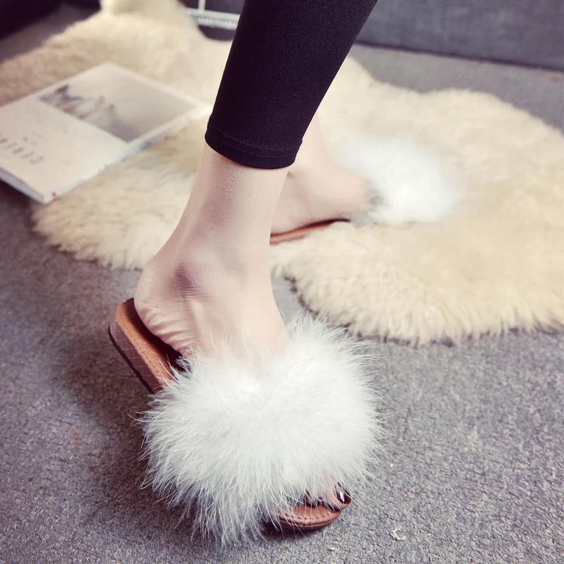 fur flip flops for women