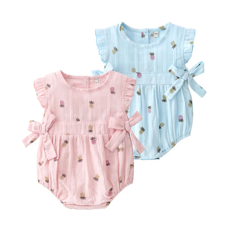 

2019 summer newborn mother baby romper Flying sleeve cotton kids girl clothing 0-24 months tops clothes