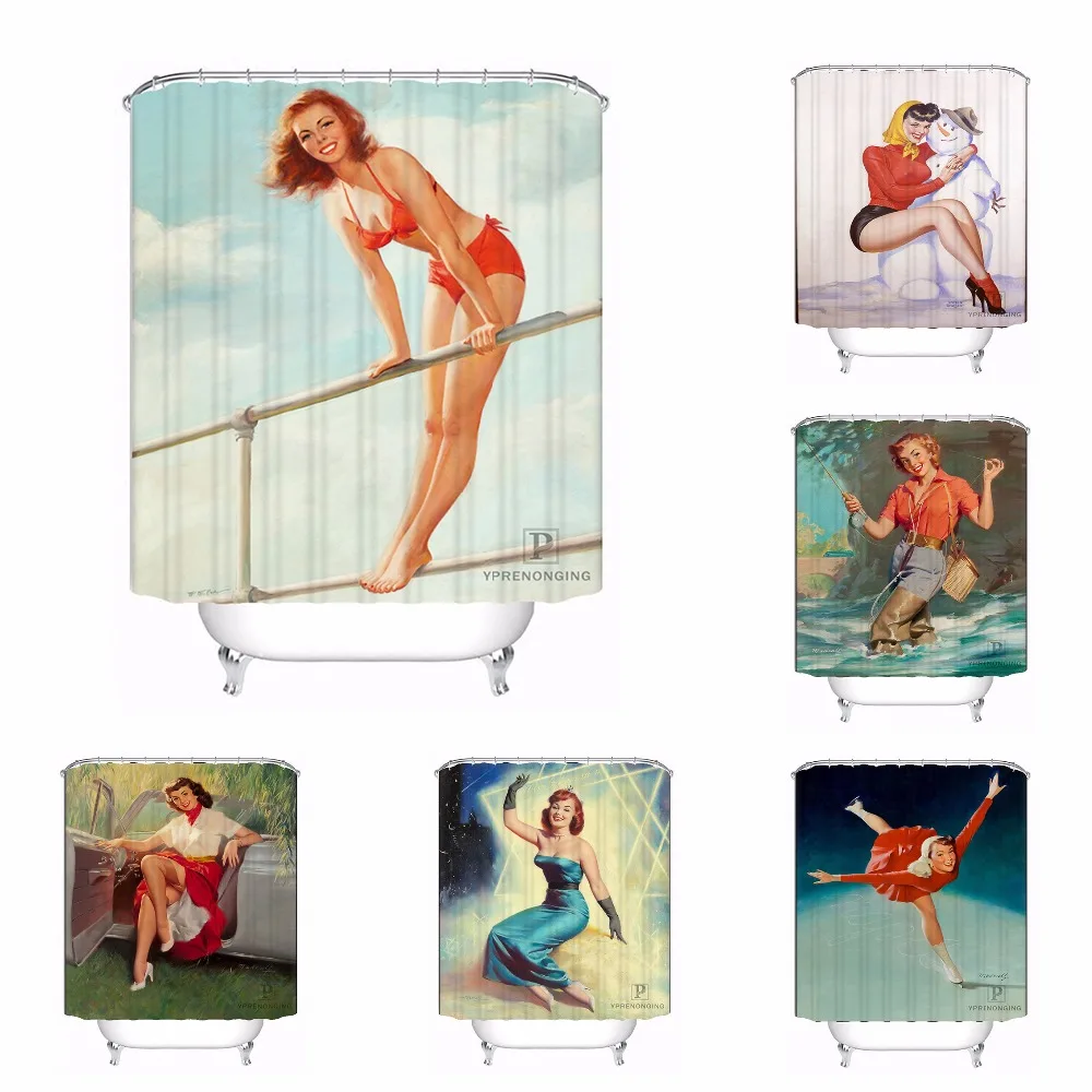 

Bath Curtain For Bathroom Custom Pin Up Gril Legs Swimming Home Decor Shower Curtain Waterproof Fabric Hooks #180417-01-68