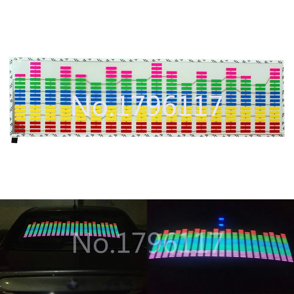 

90x25cm LED Auto Rhythm Music Activated EL Equalizer Car decration Sticker Glow Flash Panel Multi Designs LED car music light