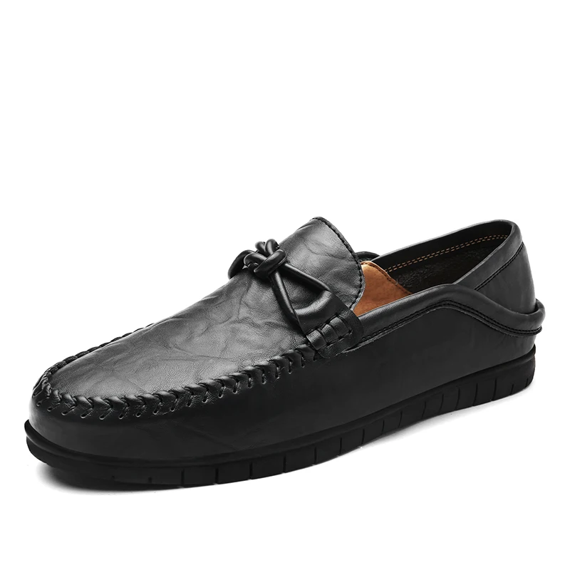 WeiDeng mocassin homme; лоферы из натуральной кожи; Sapato Masculino; мужская кожаная обувь; zapatillas hombre; Повседневная обувь для водителя - Цвет: Black