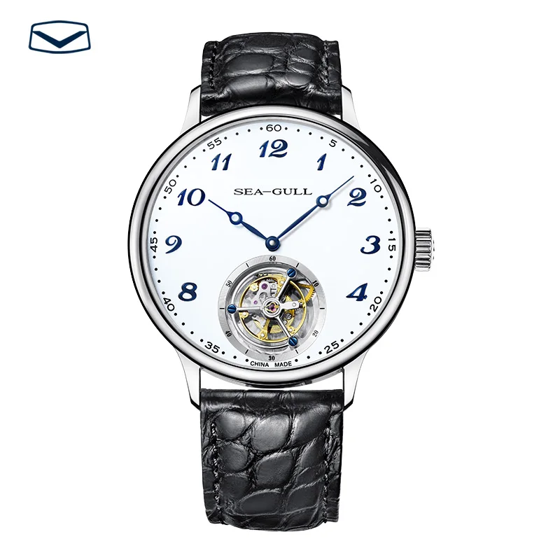 Seagull Tourbillon часы ручной ветер кожа аллигатора механические мужские часы 818.13.8809 с оригинальной сертификационной бумагой