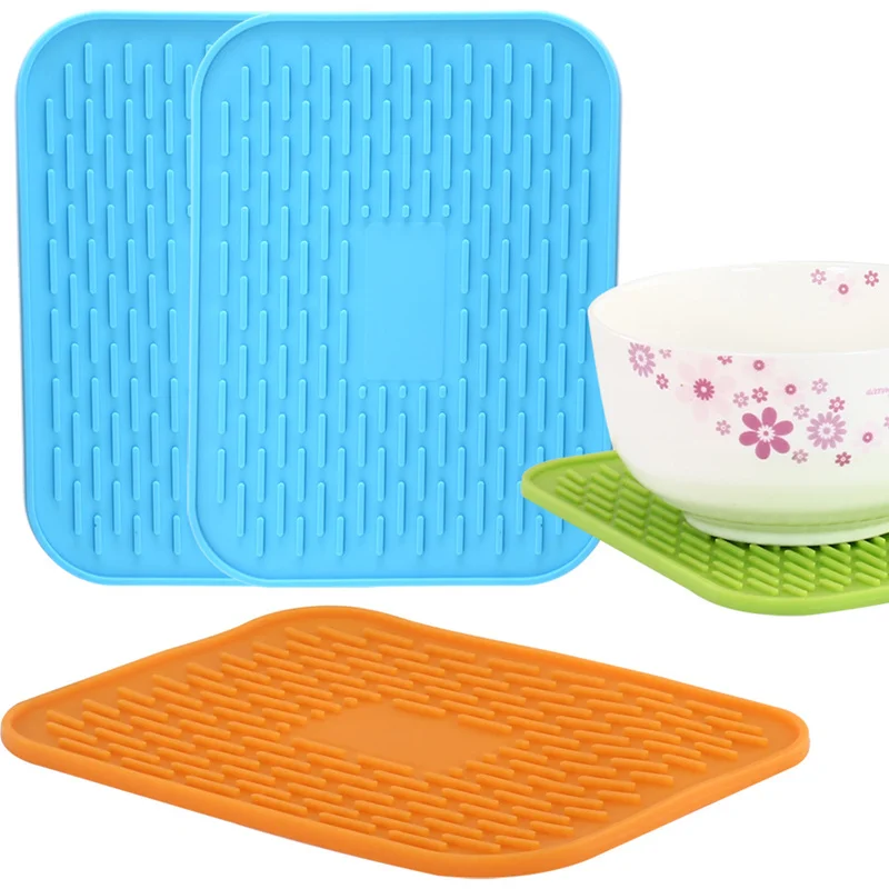 

Silicone Placemat Pot Holder Waterproof Non-slip Dishes Cup Dry Mat Square Kitchen Sink Mat Heat Resistant Can Opener