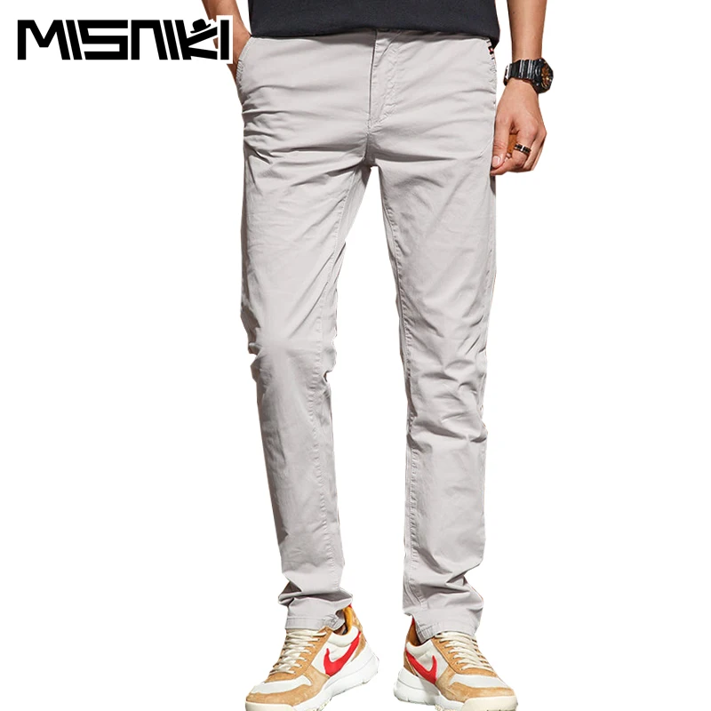 MISNIKI 2018 Autumn New Casual Pants Men Cotton Slim Fit Fashion Trousers 28-38 CYG387 | Мужская одежда