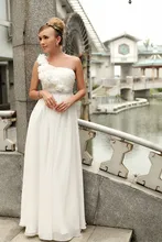 Elegant A line One Shoulder Floor Length Chiffon font b Evening b font Formal font b