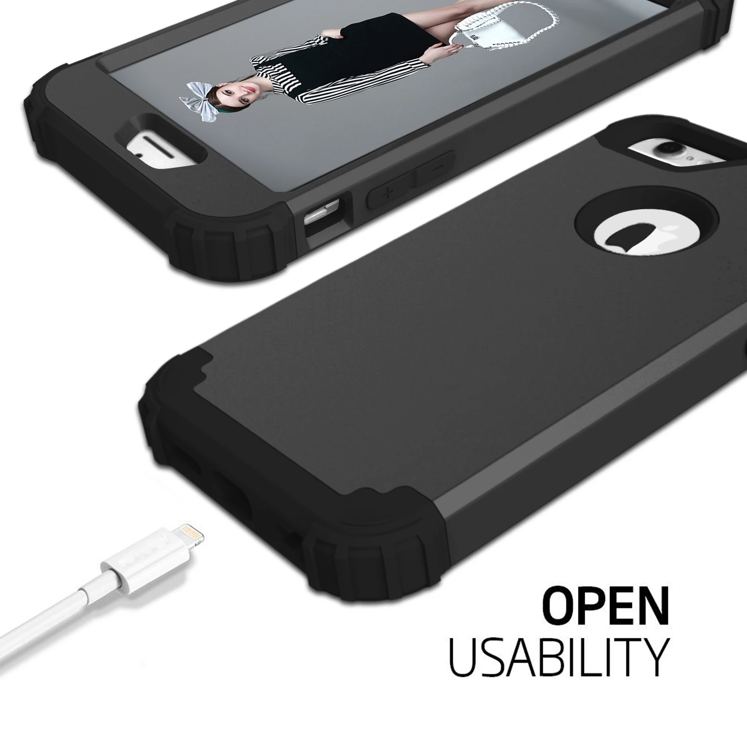 Чехол для iPhone 6 6 S, сверхпрочный противоударный силиконовый резиновый бампер+ жесткий Гибридный защитный чехол для iPhone 6 Plus