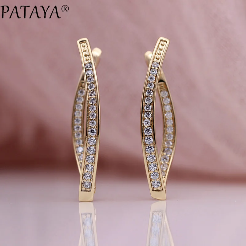 Single Row Micro-wax Inlay Natural Zircon Long Earrings