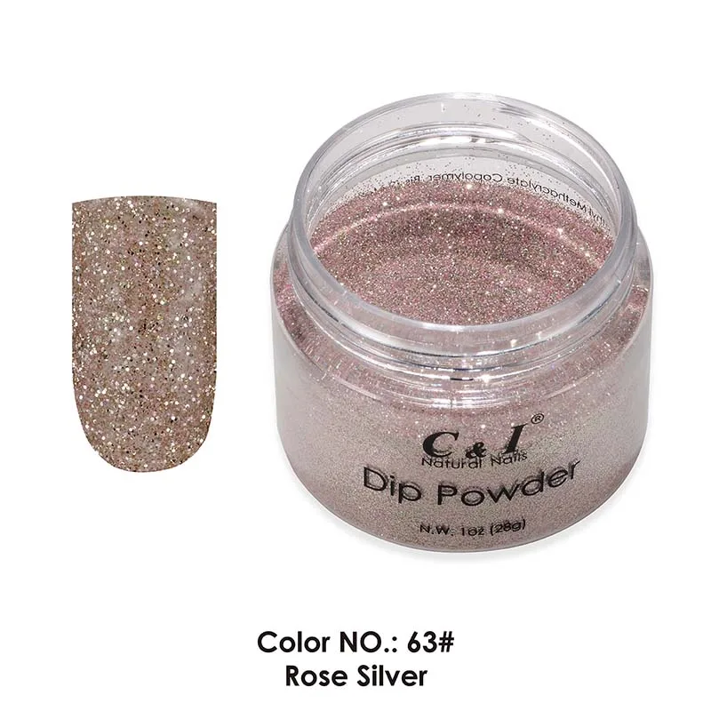 28g Dipping Powder Color NO.63 Rose Silver Pearl Shine Color System