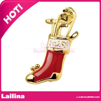 

Newest Design Golfer's Christmas Red Stocking Brooch