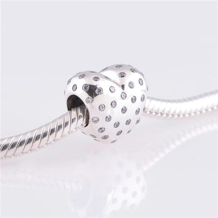 

LW338 Authentic 925 Sterling Silver Sparkling of Love Heart Charm Beads Fit Original Brand Charms Bracelet jewelry