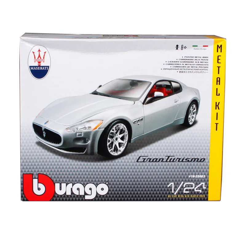 Bburago 1:24 maserati gt gran turismo Серебряный автомобиль литья под давлением металлическая модель комплект Смола ручной сборки автомобиля игрушка для