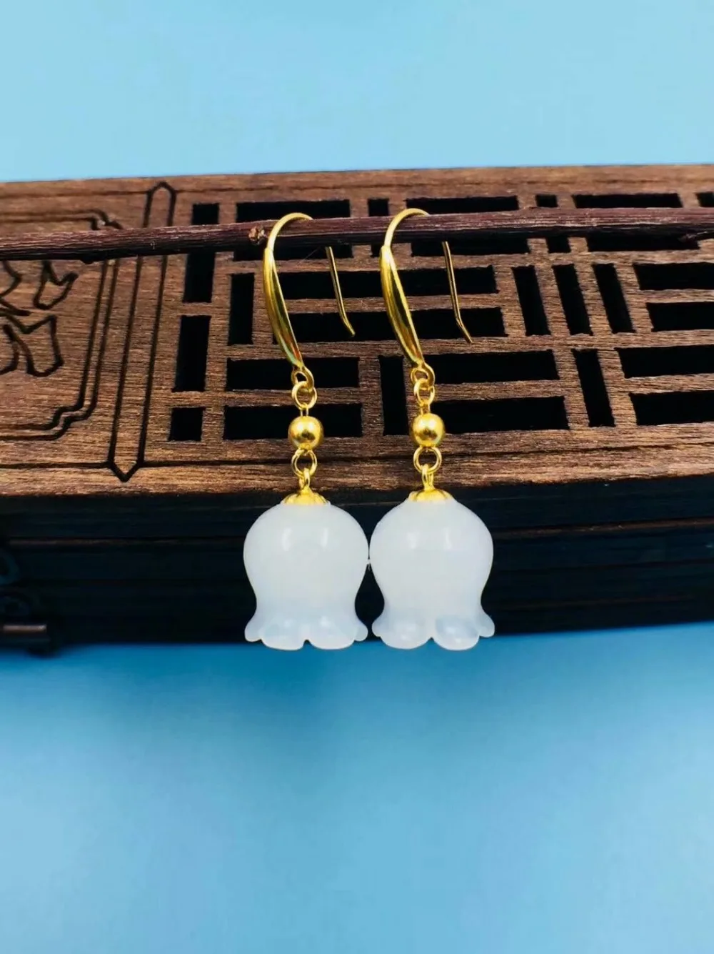 Серьги подвески SHILOVEM из 18 каратного желтого золота настоящая натуральная белая