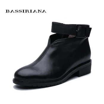 

BASSIRIANA 2019 autumn and winter new women's ankle boots leather plush boots Women's large size Free Shipping