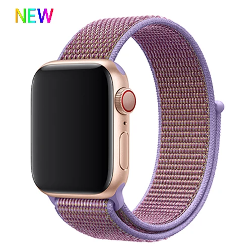 Ремешок для apple watch band sport loop apple watch 5 4 3 band 44 мм 40 мм iwatch 5 4 42 мм 38 мм correa нейлоновый браслет pulseira nato - Цвет ремешка: New Lilac 4