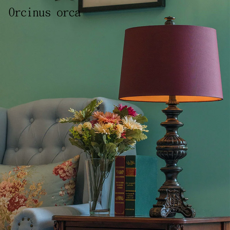 Европейский ретро-фиолетовый настольная лампа в романтическом стиле гостиная прикроватная лампа Американский роскошный классический