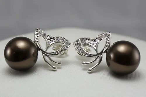 

Latest Round Shell Pearl With Butterfly-shape Stud Earring ER00029 12mm