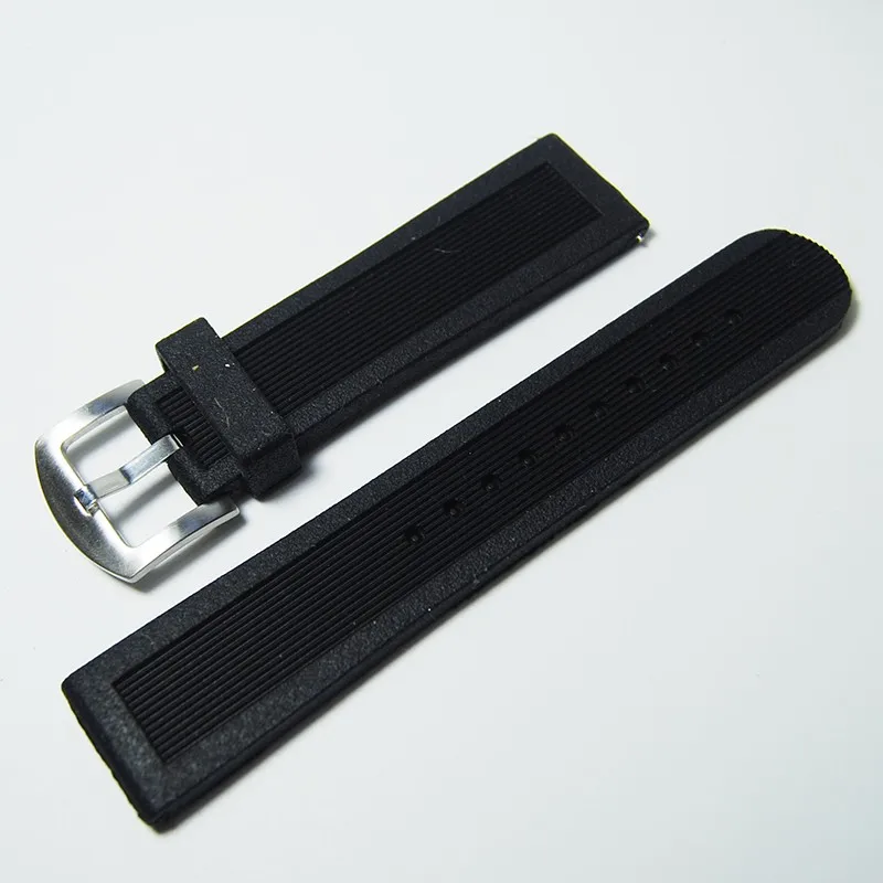 

22 MM BLACK SILICON RUBBER WATCH BAND STRAP FOR MILITARY