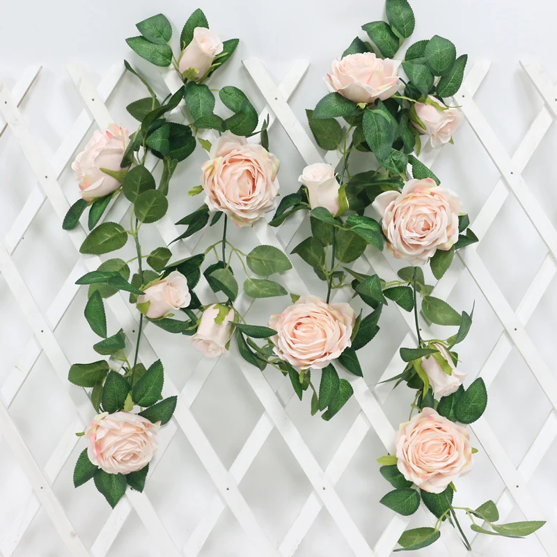 JAROWN Artificial 2m Multi Flower High Quality Rose Vine Fake Flower European Rose Home Wall Hanging Rattan Wedding Decor Flores (51)