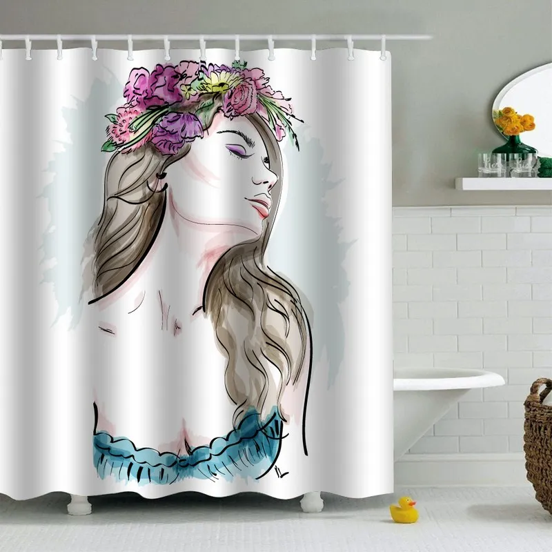 180X180cm Waterproof Shower Curtain Flower Cartoon New Eco-friendly PEVA Material Bathroom Curtains Beach Seashell Door Curtain (11)