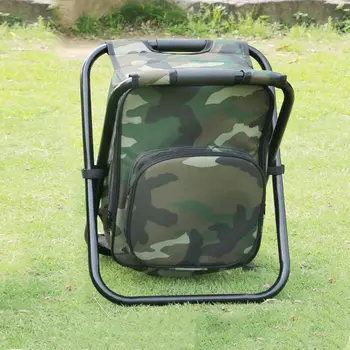 

Foldable Outdoor Fishing Bag with Chairs Multifunctional 600D PVC Oxford Fishing Cool Bag Chairs Backpack Fishing Bag 36x31x44CM