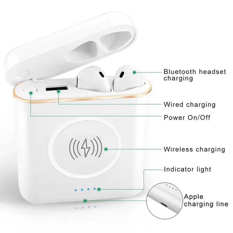 

Newst XT6 TWS 3 In 1 Bluetooth Wireless Headset Earphone with Wireless Charge with Wired Charge Powerbank Pk I7S I8X I9S