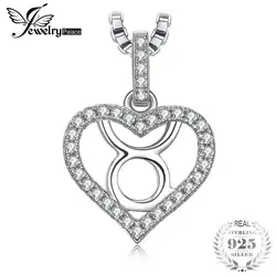 JewelryPalace Зодиак Созвездие Телец сердце любовь 0.2ct кубического циркония кулон цепочки и ожерелья 925 пробы серебро 45 см цепи коробки