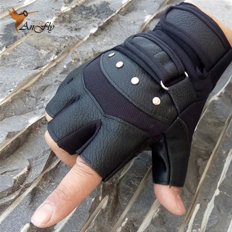 LongKeeper черные кожаные перчатки полу пальцев Тактические Прихватки для мангала рабочие перчатки без пальцев из варежки Для мужчин из