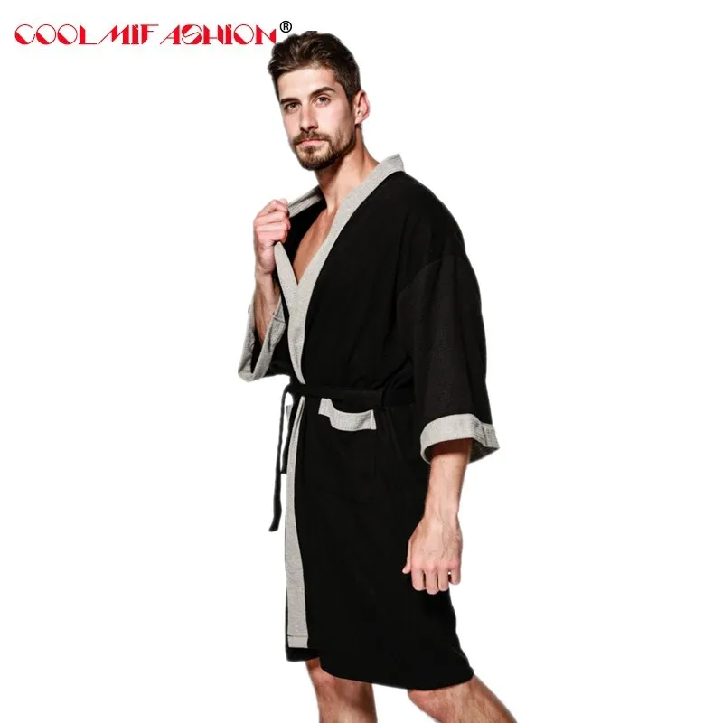 Waffle Robes Spring Winter Autumn Casual Cotton Male Nightwear Kimono Bathrobe Belt Elegant Bathroom Spa Men Homewear Long Robe Waffle Robes Spring Winter Autumn Casual Cotton Male Nightwear Kimono Bathrobe Belt Elegant Bathroom Spa Men Homewear Long Robe