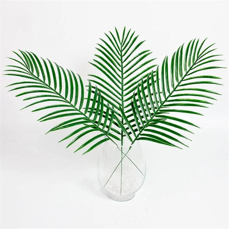 

Artificial Palm Tree Leaf Green Plants Plastic Fake Leaves Greenery for Floral flower Arrangement Home Wedding Party Decoration
