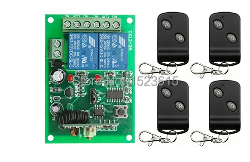 

NEW DC12V 2CH 10A Radio Controller RF Wireless Relay Remote Control Switch 315 MHZ 433 MHZ teleswitch 4 Transmitter +1 Receiver