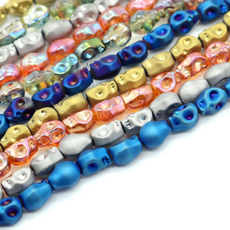 

2018 New Arrive Jewelry Beads For Necklace Earrings Bracelet DIY Making 20pcs 10*8*7mm Colorful Skull Shape Crystal Glass Beads