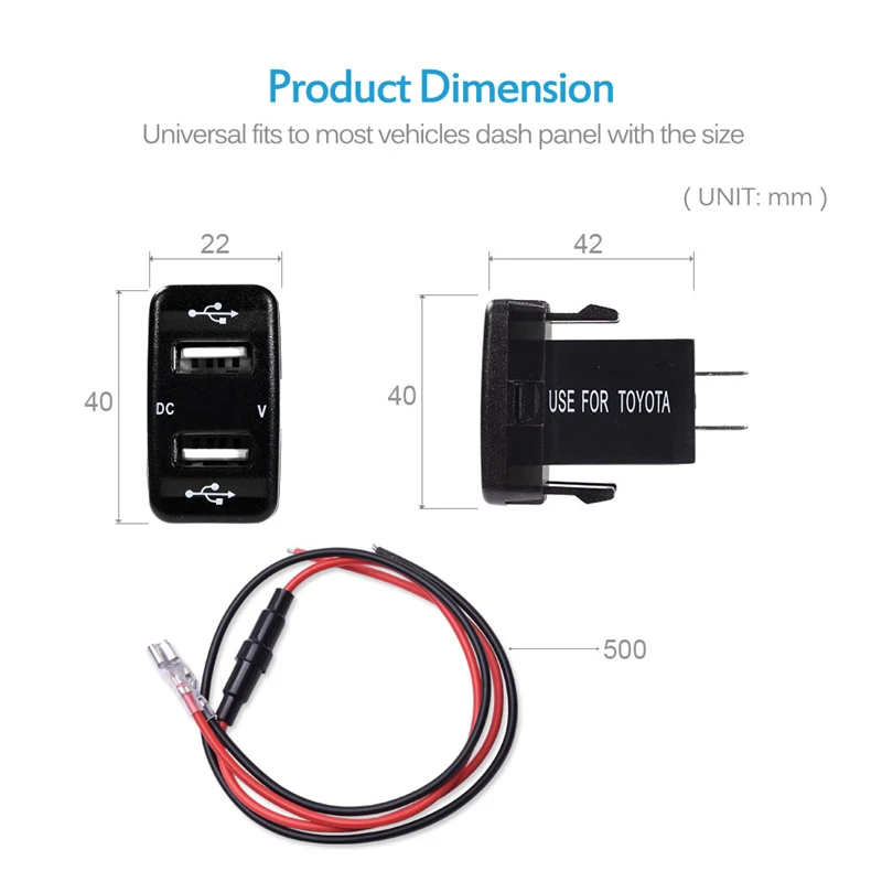 MICTUNING 2.1A 5V Dual USB Автомобильное зарядное устройство синий светодиодный цифровой вольтметр дисплей Розетка телефон автомобильное зарядное устройство gps быстрое зарядное устройство для Toyota