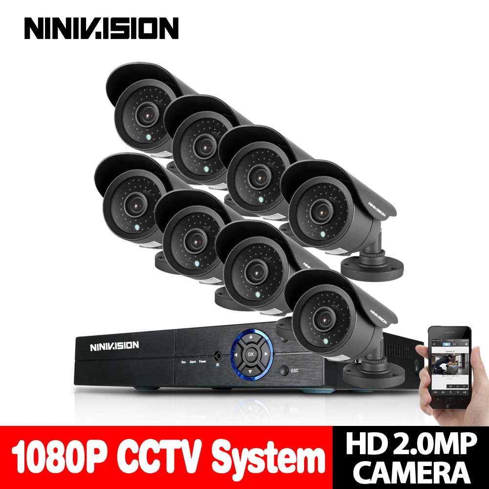 Домашняя 8-канальная система видеонаблюдения DVR AHD 1080P 2 0 мегапикселей улучшенная