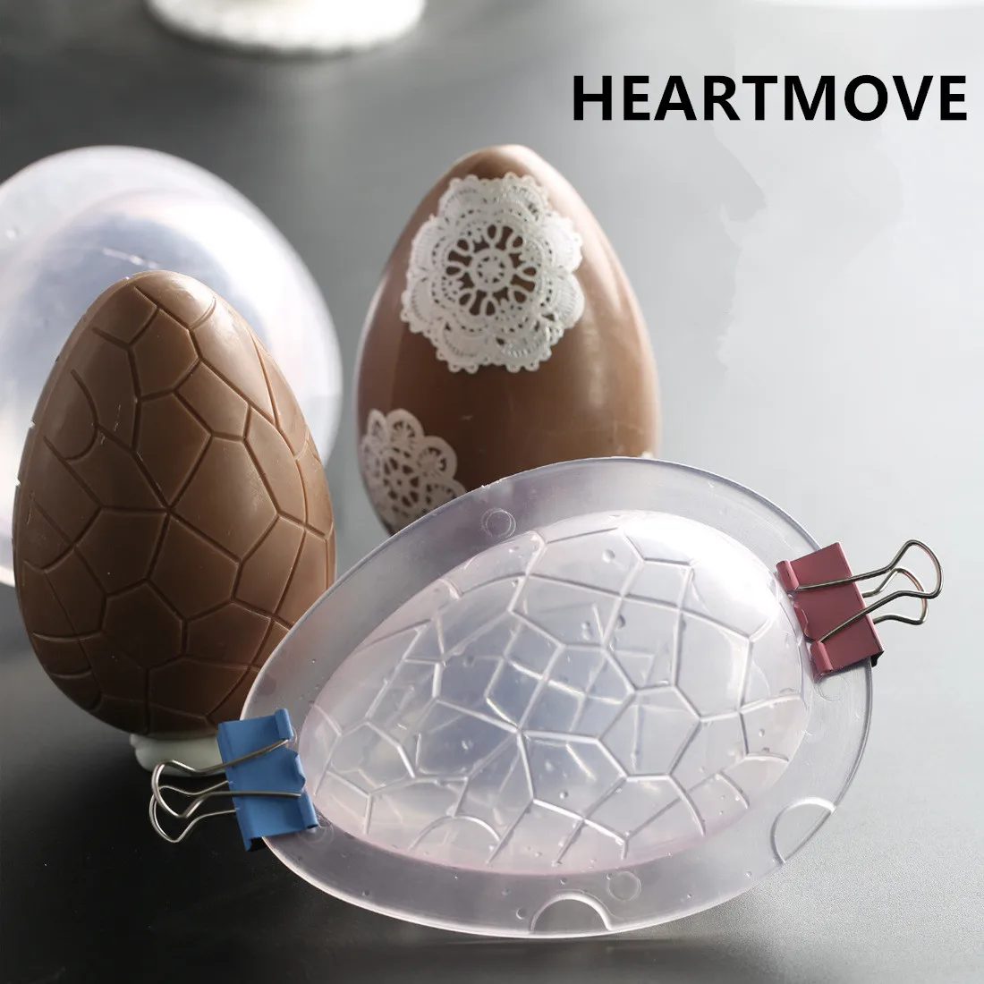 HEARTMOVE Newly 2 Style 3D Easter Egg Chocolate Mold Stereo Candy Jelly Mold Baking Tools Dinosaur Egg Shape Acrylic Mould 9285