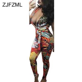 

Sleeveless Deep V Neck Sexy Jumpsuits for Women 2019 Summer Low Cut Bodycon Plus Size Bodysuit Ladies High Waist Elegant Romper