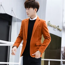 Осень маленький блейзер Мужской Блейзер модный тренд культивировать нравственность человека чистый цвет ткань досуг блейзер