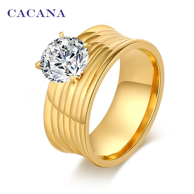 CACANA Titanium Stainless Steel Rings For Women Fashion Jewelry Wholesale NO.R11 CACANA Titanium Stainless Steel Rings For Women Fashion Jewelry Wholesale NO.R11