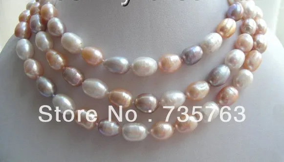 

NEW 00968 charming 48"13mm WHITE pink purple baroque freshwater pearls necklace