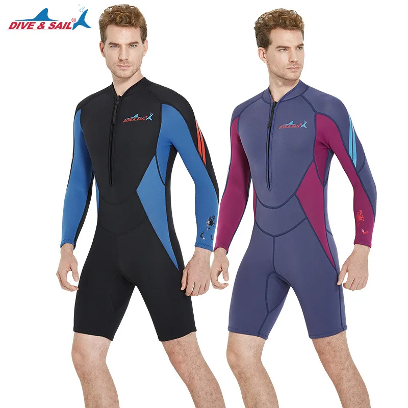 

Neoprene Diving suit 3MM long sleeved wetsuit Siamese warm winter swimming swimsuit snorkeling surf shorts Anti violet jellyfish