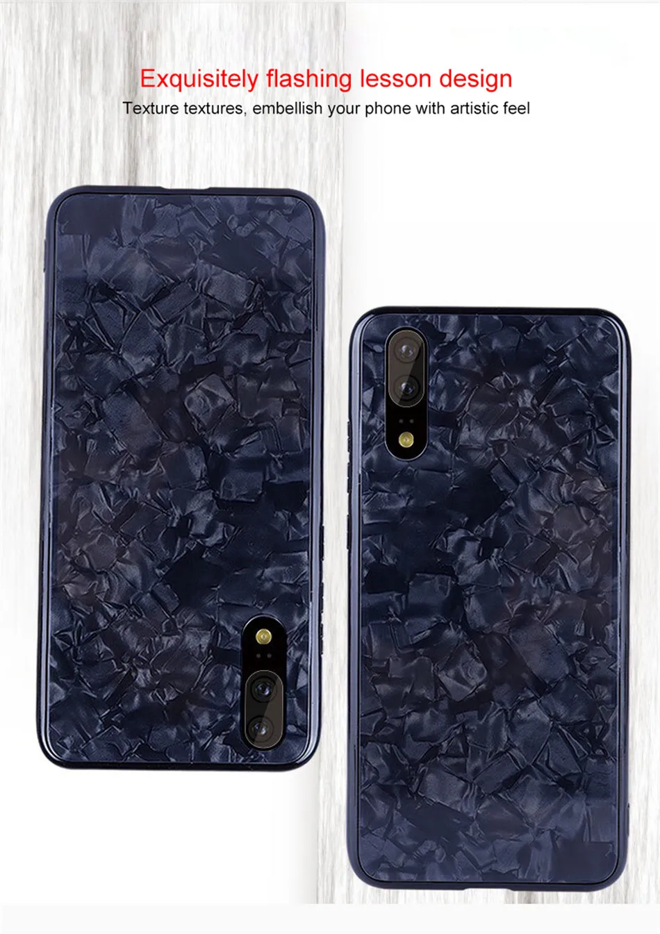 Luxury Tempered Glass Shell Pattern Phone Case For HUAWEI P20 Pro Hard PC Soft TPU Back Cover For HUAWEI P20Pro Anti-knock Capa (1)