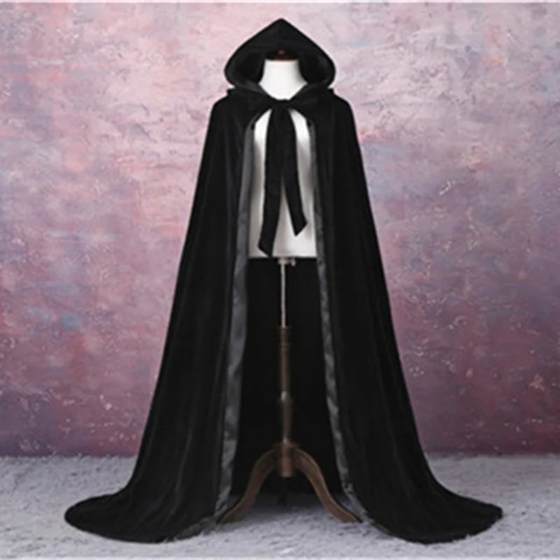 Бархатная Свадебная накидка длинная куртка с капюшоном зимняя свадебный плащ Белый Пол Длина плащ - Цвет: Black