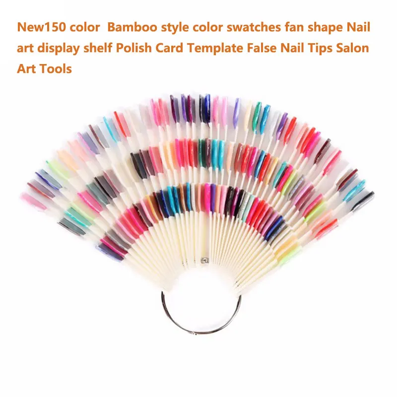 

New150 color Bamboo style color swatches fan shape Nail art display shelf Polish Card Template False Nail Tips Salon Art Tools